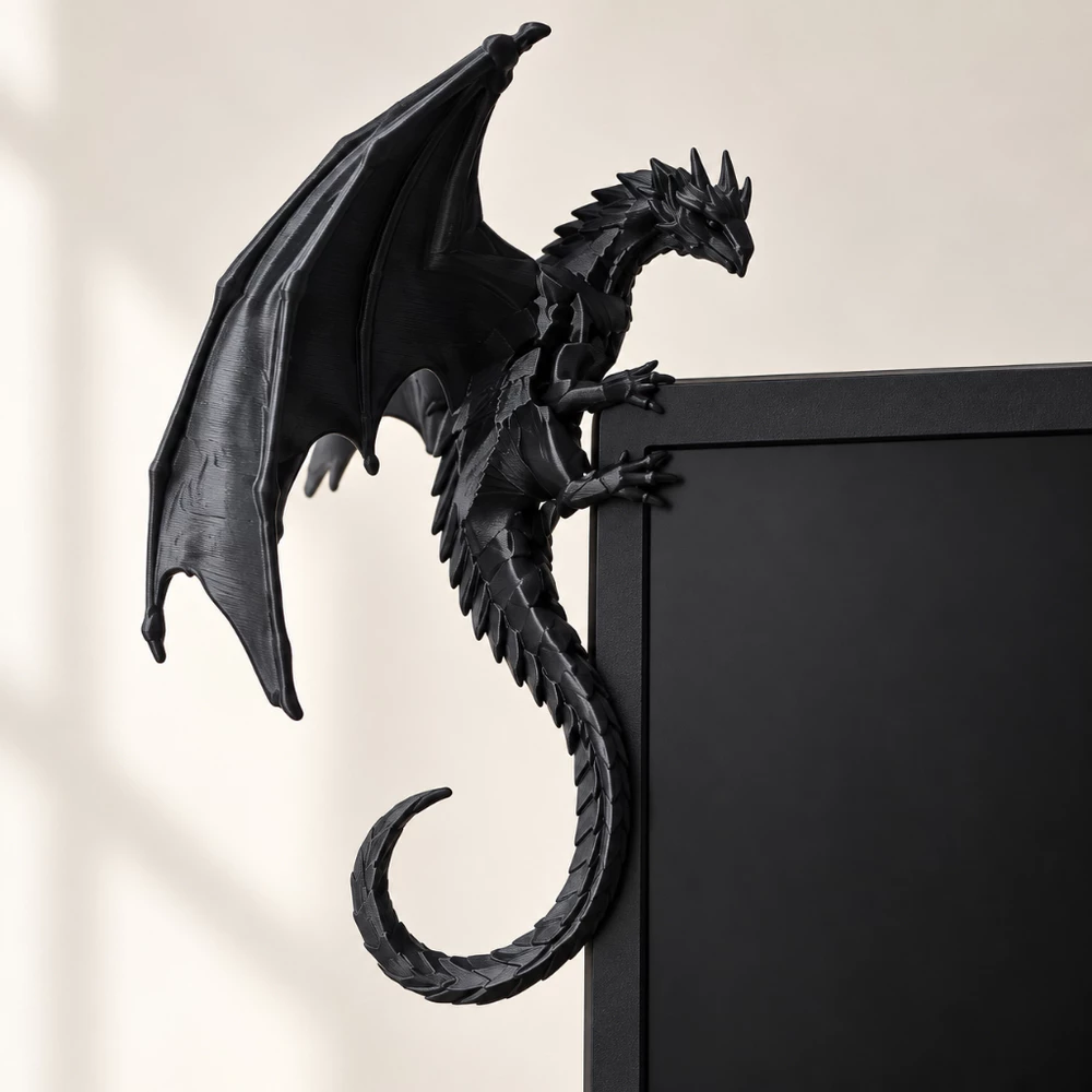 Dragão Decorativo para Monitor de Computador Encaixe de Canto Decoração Gamer 3D