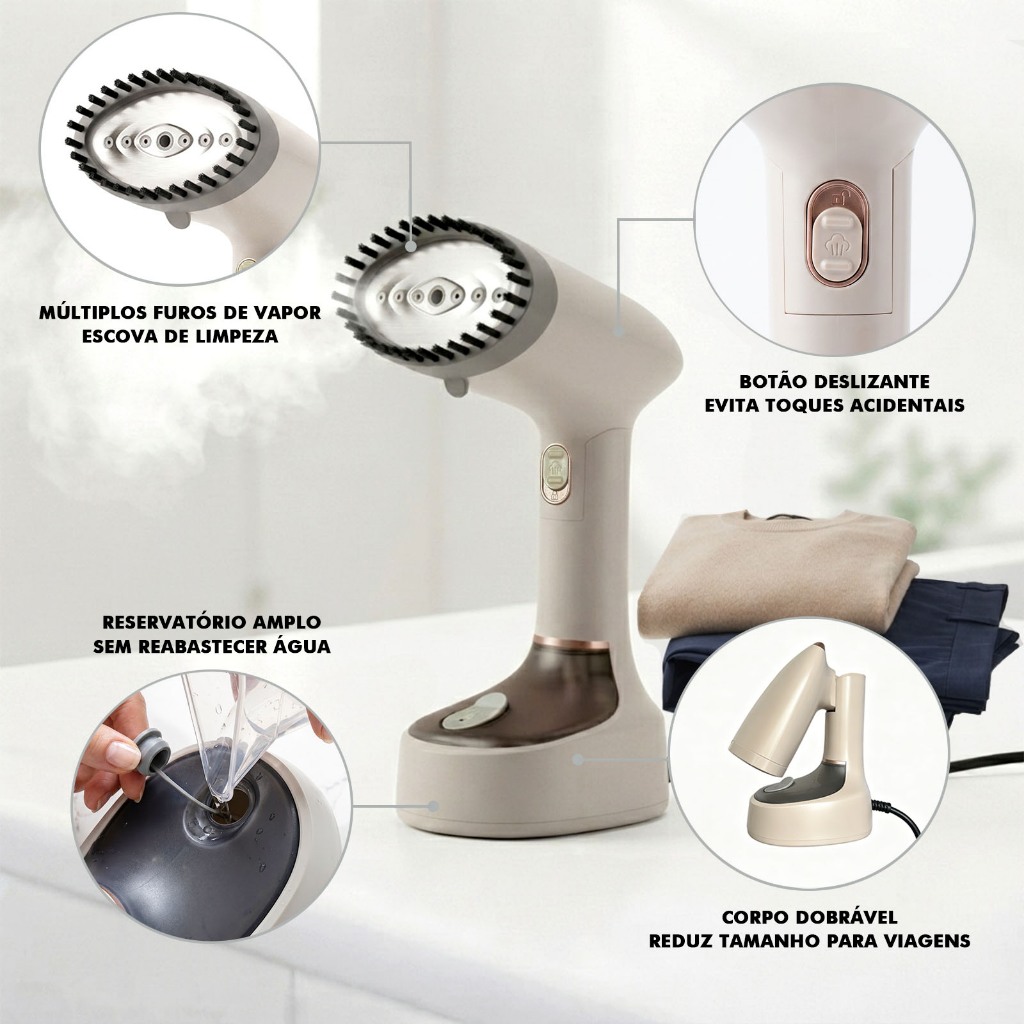 COIBEU Passadeira a Vapor Portátil Dobrável 3 em 1 1600W 127V Vaporizador de Roupas Compacto