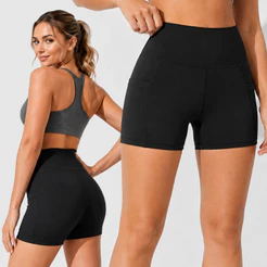 Short Fitness Feminino Cintura Alta com Bolsos Laterais para Academia e Corrida
