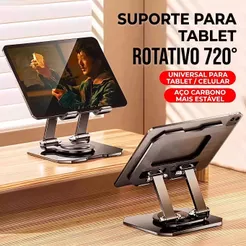 Suporte Para Tablet Celular 720° Giro Aço Carbono Dobrável Universal Suporte Notebook Mesa Estável
