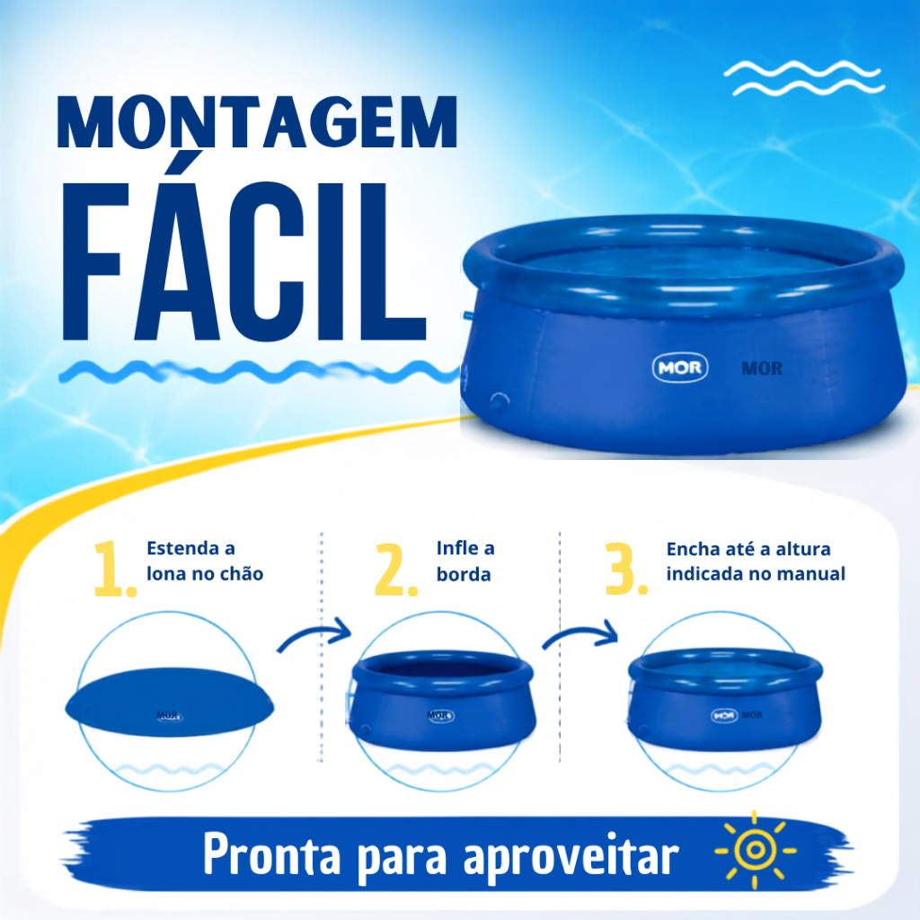 Piscina Inflável Mor 1000L Redonda Azul com Estrutura Resistente em PVC Mor — imagem 2 de 2
