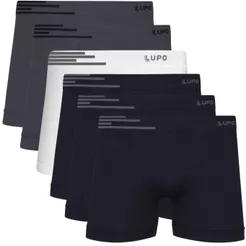 Kit 6 Cuecas Boxer Lupo Microfibra Poliamida Sem Costura Masculina Respirável Confortável Original