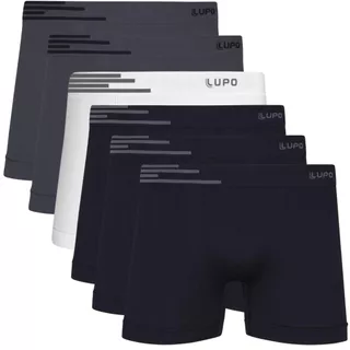 Kit 6 Cuecas Boxer Lupo Microfibra Poliamida Sem Costura Masculina Respirável Confortável Original
