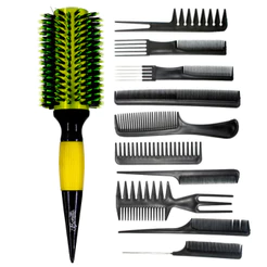 Escova Profissional Thermal Metallic Modelo Brilho Amarela + 10 Pentes