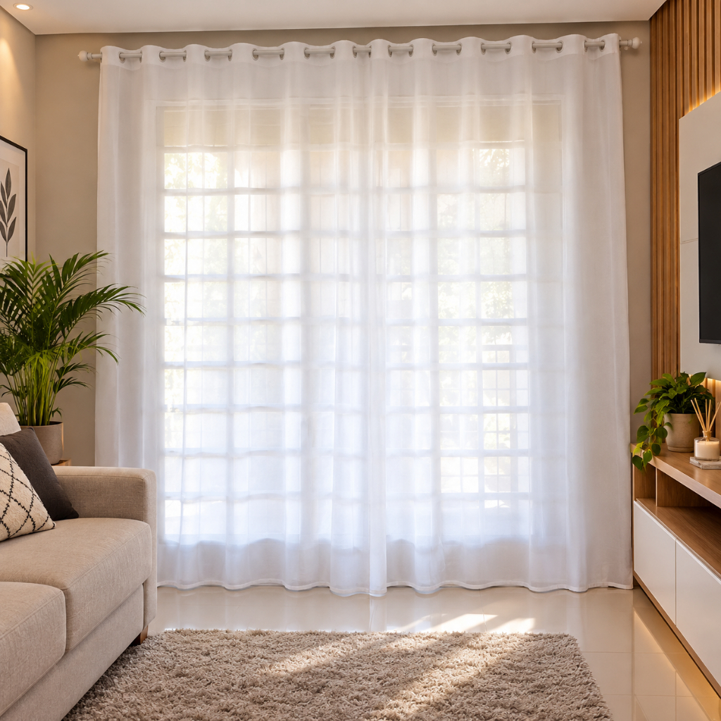 Cortina  Estilo Voil Para Quarto e Sala Lisa Voal Diversos Tamanhos