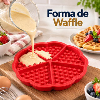 Forma de Silicone para Waffle 5 Divisórias Panqueca Ovo Antiaderente, Assadeira