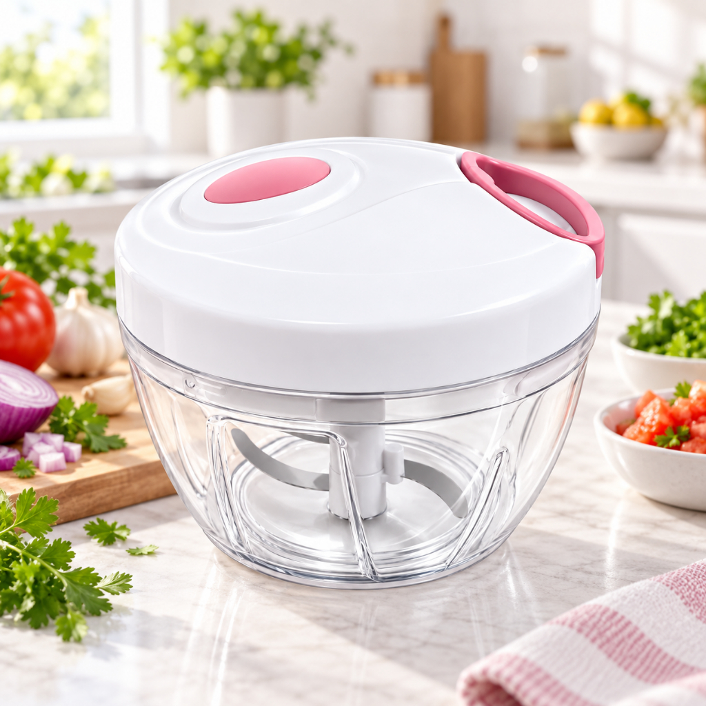 Mini Processador Manual 500ml 3 Lâminas Triturador de Alimentos Legumes Alho Cebola Cor Aleatória