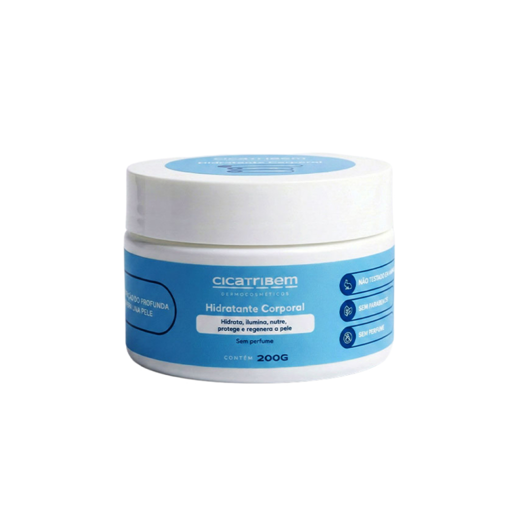 Hidratante Corporal Cicatribem 200g — Sem Perfume Hidrata a Pele | Óleo mineral, aveia e girassol