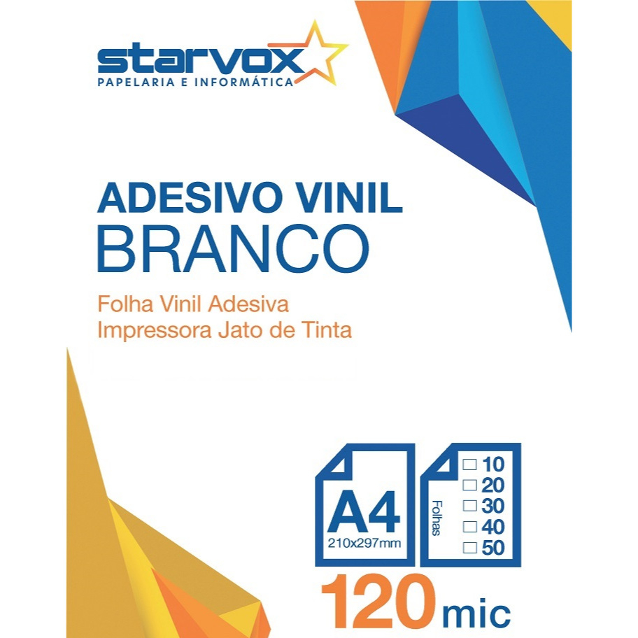 10 Folhas Papel Auto Adesivo Vinil Branco Jato De Tinta A4 - ALTA QUALIDADE