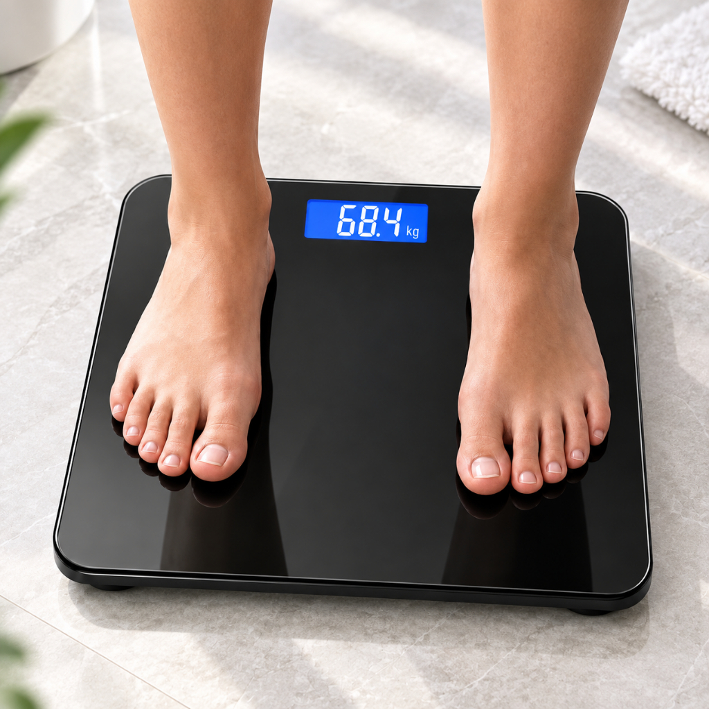Balança Corporal Digital Até 180kg Vidro Temperado Preto Premium Display LCD Base Antiderrapante
