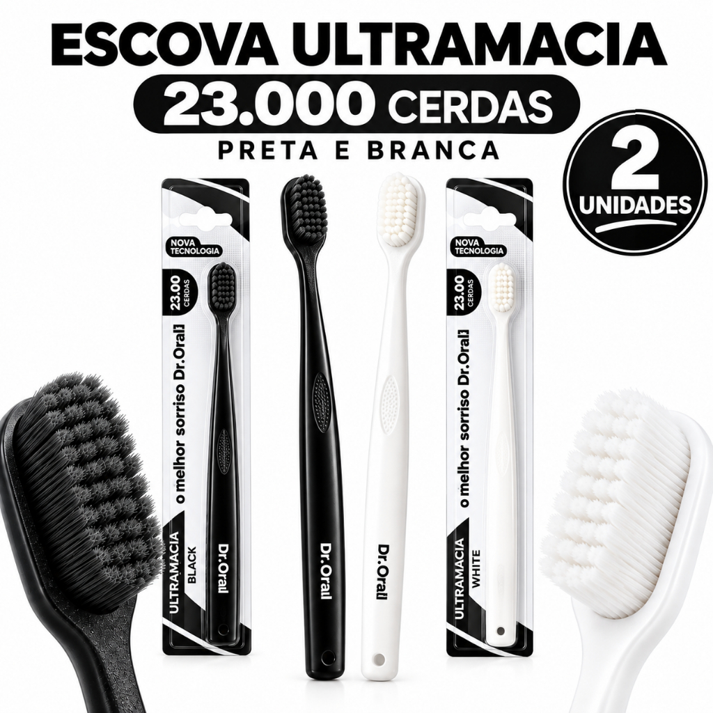 Escovas De Dentes Extra Macias 23 Mil Cerdas 2 Unidades Dr. Oral Saúde Bucal