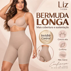 Bermuda Modeladora Liz Invisible Control 74384 Cintura Alta Barriga Chapada