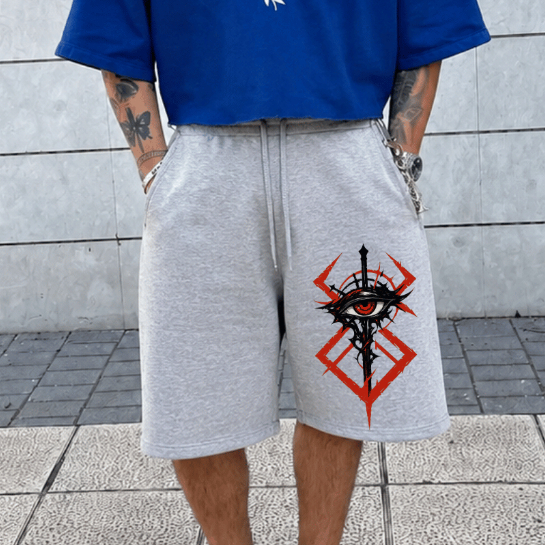 Bermuda Masculina Baggy Moletom Estampada Curta Larga Estilo Streetwear Skate Oversized Confortável Com Elástico Elastan