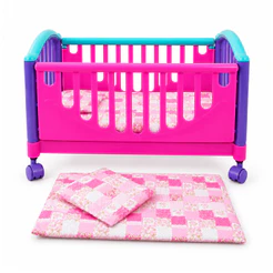 Berço Para Boneca Meu Soninho Com Rodinhas Vira Caminha Infantil Colchão Travesseiro +3 Anos Meninas