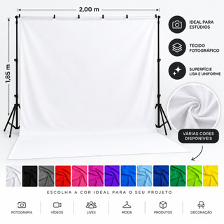 Tecido Fotográfico Fundo Infinito 2m x 1,85m Chroma Key Tela Para Estúdio Fotografico Várias Cores