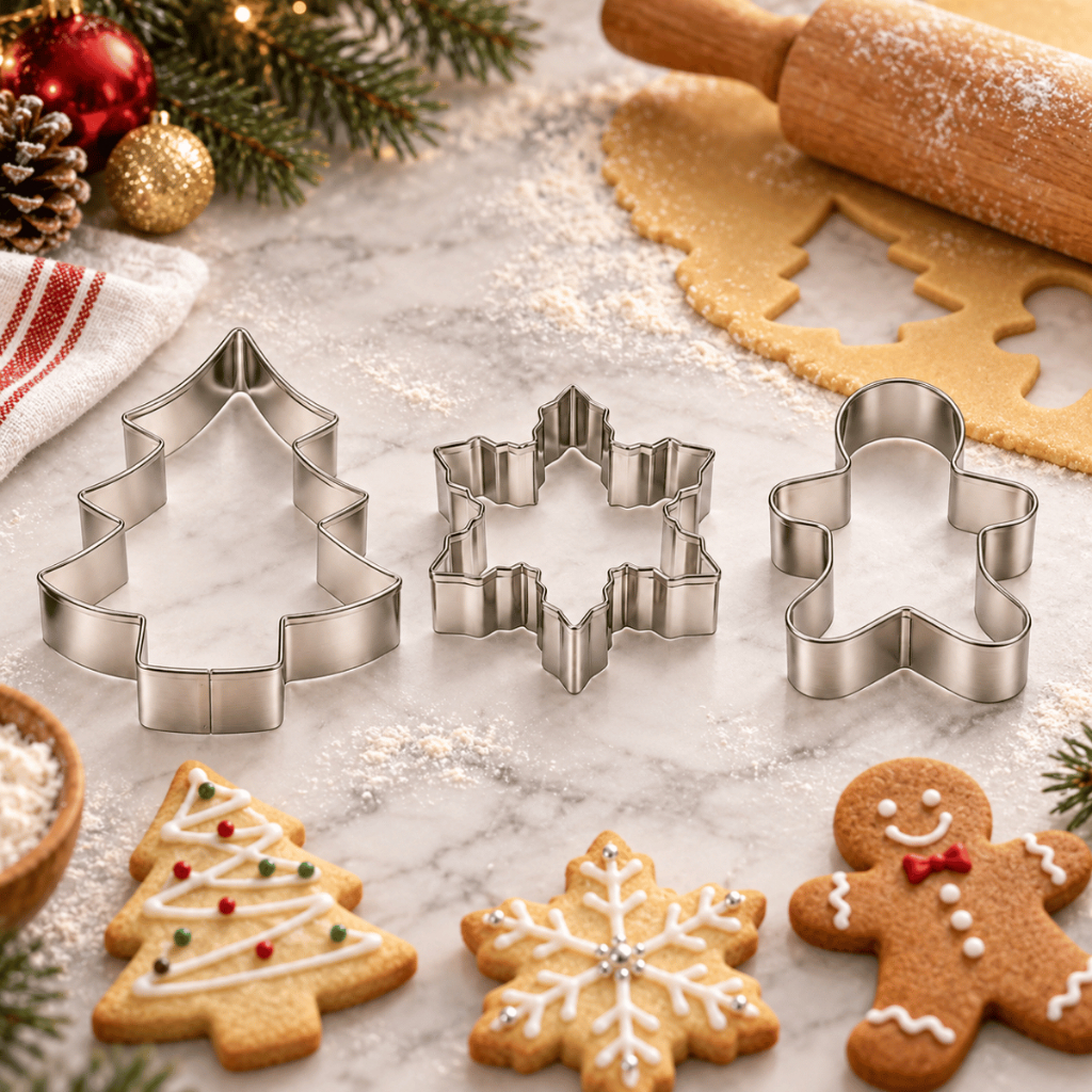 Kit 3 Cortadores de Biscoitos Natalinos Metal- Wincy Natal / Forminhas Natal Cookies Massa Confeitaria