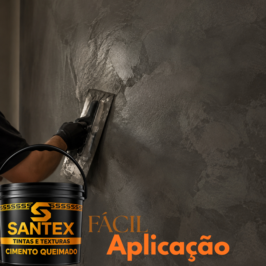 Cimento Queimado 4kg Cinza Chumbo Santex Mais Barato Texturizado Fácil Aplicação Rende Muito