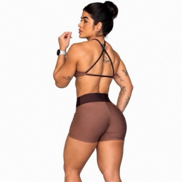 conjunto short top costas CRUZADAS fitness feminino academia
