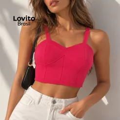 Lovito Top Feminino Casual em Tricot KTB1325BRL1355