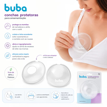 Conchas Coletoras de Leite Protetores de Seios Para Amamentação Silicone Buba — imagem 2 de 2