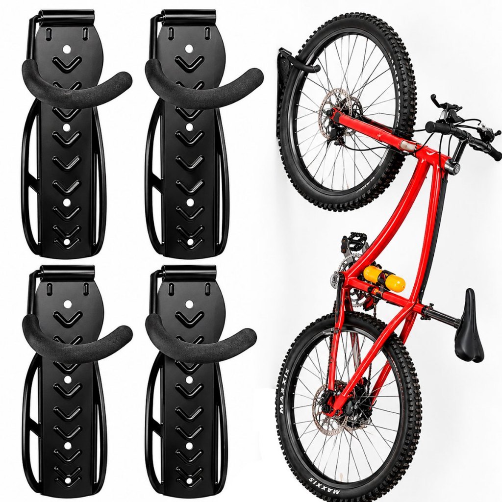 Kit 4 Gancho Para Pendurar Bikes Suporte De Parede Em Aço Reforçado Bicicletario Vertical