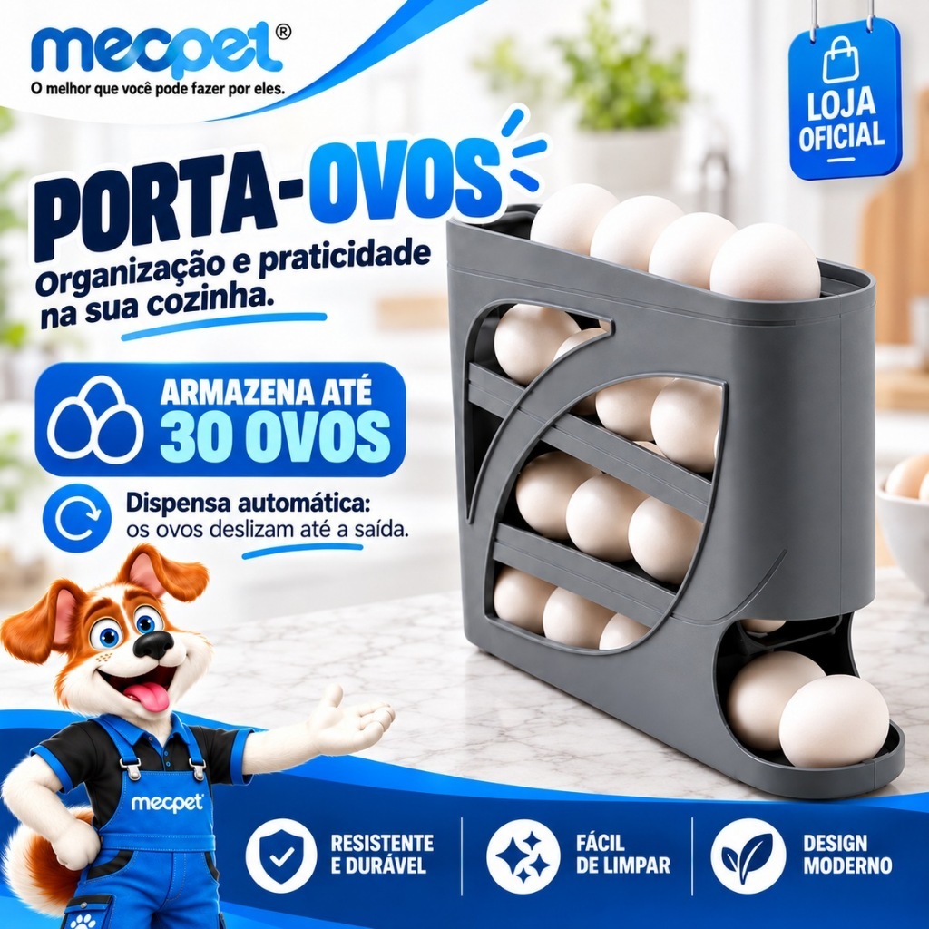 Porta Ovos Plástico 30 Ovos 4 Andares Organizador para Geladeira com Rolagem Automática