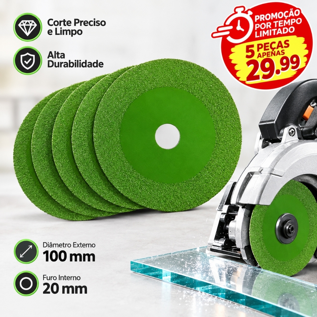 Kit 1/2/3/4/5 Discos Diamantados Para Corte de Vidro 4 Polegadas 100mm Furo 20mm Para Cerâmica e Porcelanato