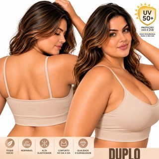 TOP CROPPED ALCINHA COM BOJO PROTEÇÃO UV POLIAMIDA PLUS SIZE 1