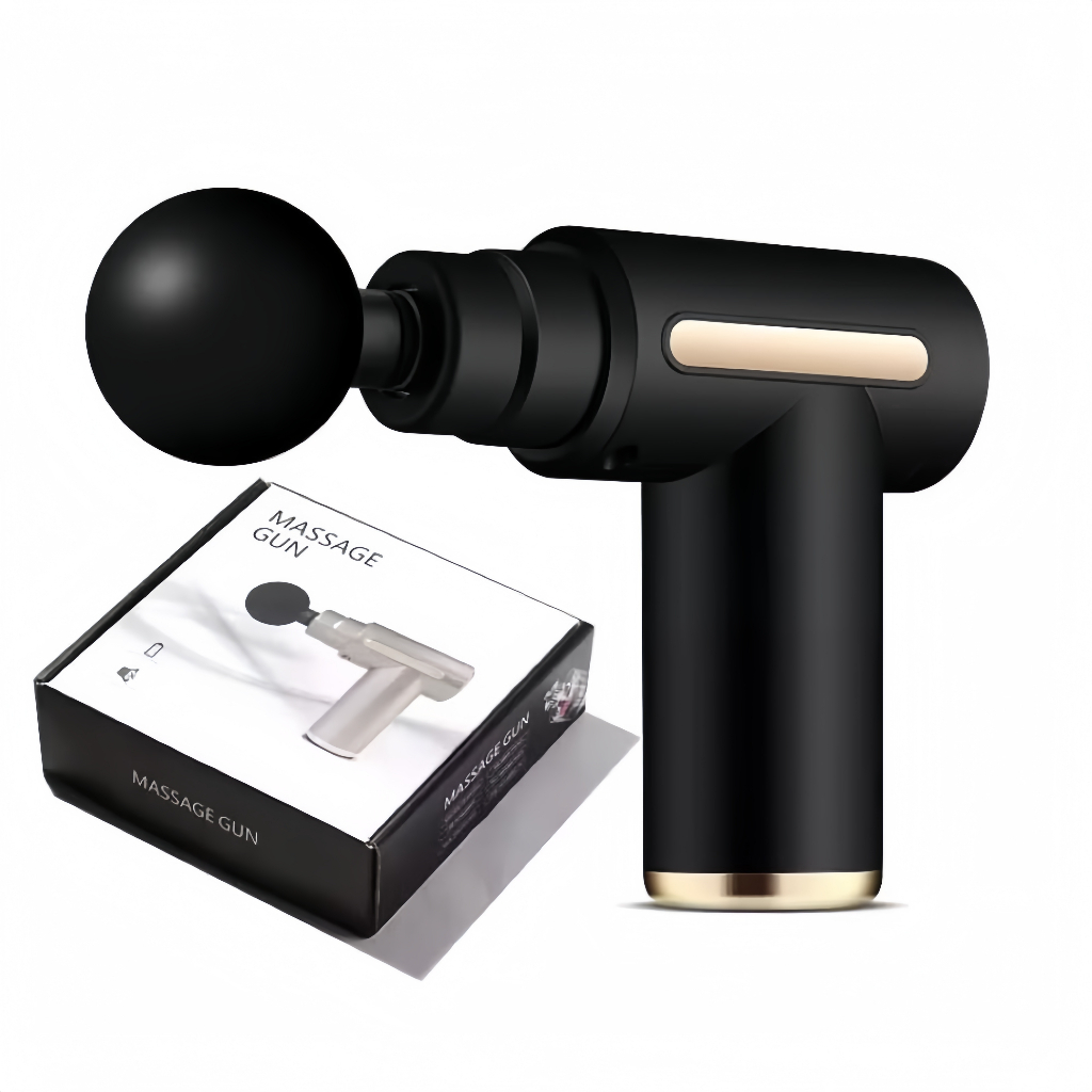 Pistola de Massagem Muscular Portátil Elétrica De USB com Múltiplas Ponteiras para Relaxamento
