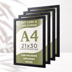 Kit 4 Molduras Quadro De Fotos Parede Moldura Para Quadro A4 Quadro Certificado A4 Moldura Parede