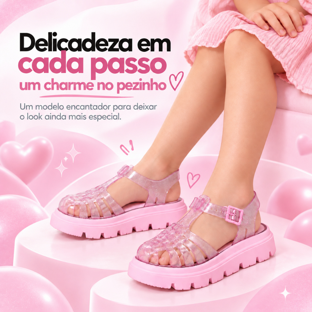Sandália Aranha Tratorada Infantil Menina Calce Fácil Fivela Leve Confortável Antiderrapante Camin · foto 2