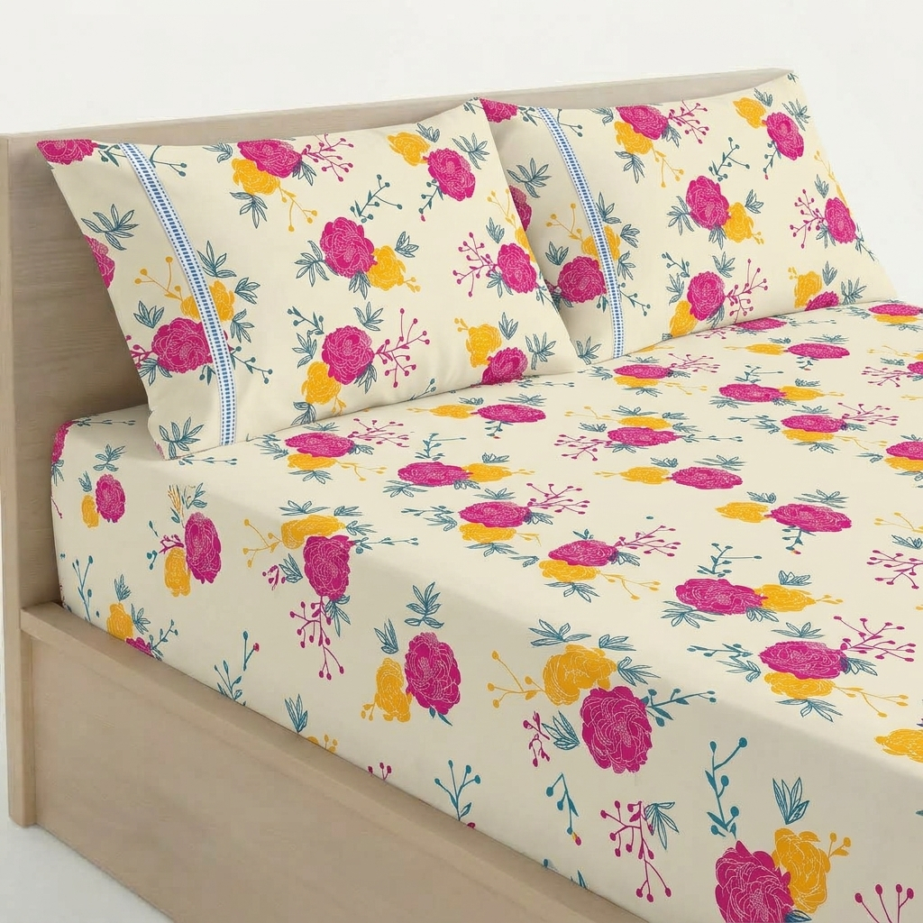 Jogo de Lençol Malha Cama 3 Peças 100% Algodão com Elástico Estampado Liso Solteiro Casal Queen King