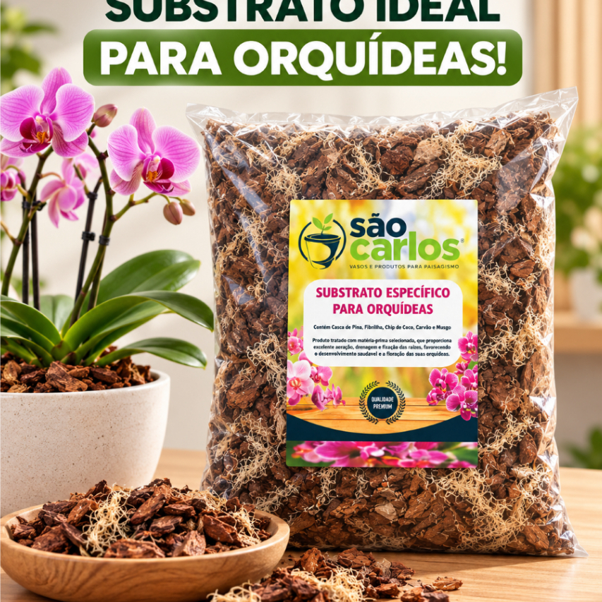 Substrato Orquídeas 4 Litros - Composto Terra Mix Específico Plantio e Floração - Orgânico e Natural