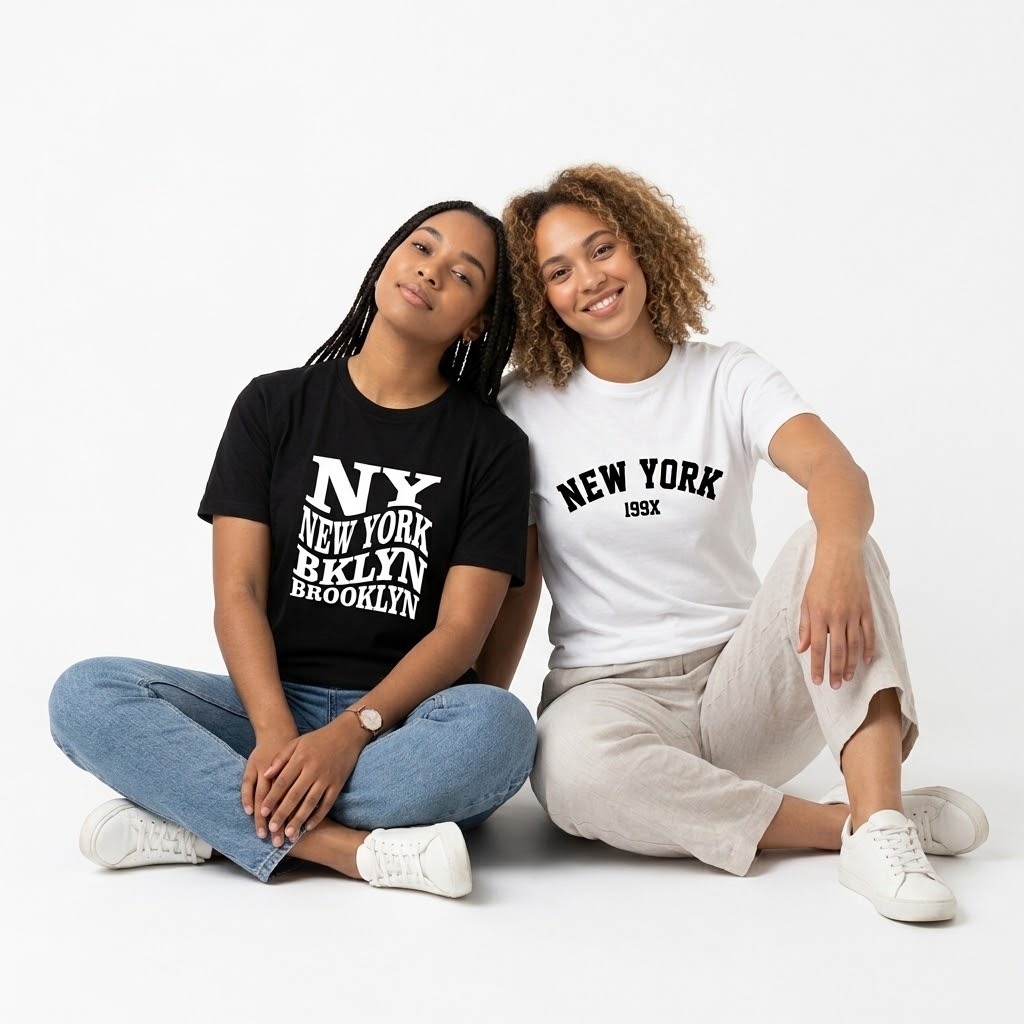 Kit 2 Camisetas Básicas Femininas Camisa T shirt Estampadas 100% Algodão Oversized Streetwear Confortável Academia