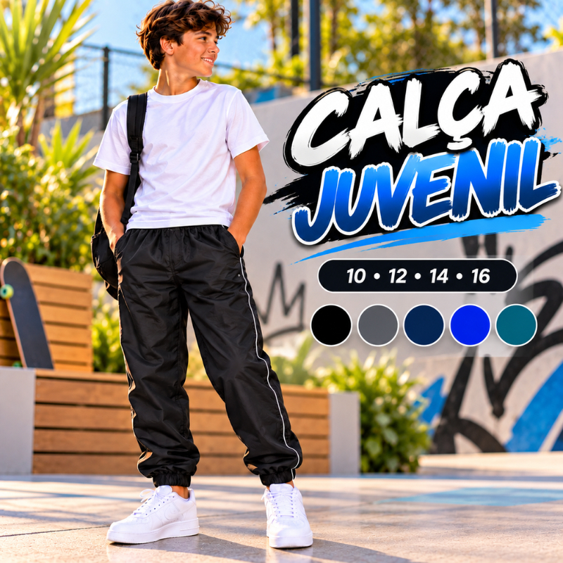 Calça Juvenil Masculina Jogger Tactel Menino 10 12 14 16 Esportiva com Elástico |3098| Promoção