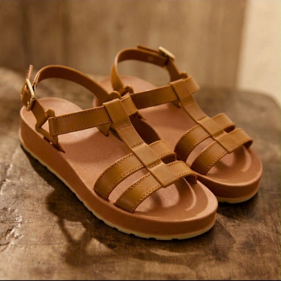 Sandália Feminina Papete Confortavel Leve Plataforma Estilosa Casual Tiras Cruzadas Ortopedica Rasteirinha Moda Verão