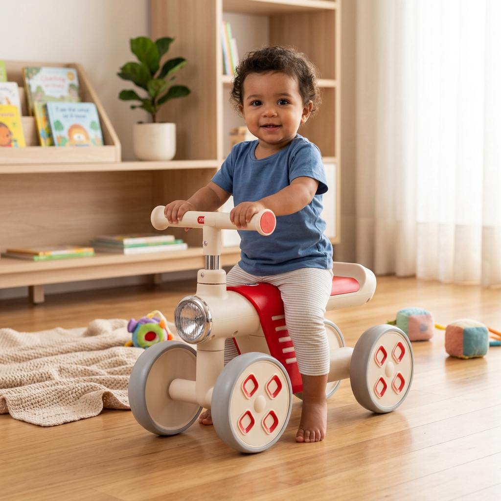 Mini Bike Infantil de Equilíbrio 4 Rodas - Vermelha