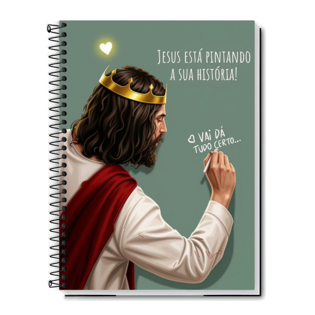 Caderno Jesus Cristo | Versículos Bíblicos | Capa Dura & Espiral – 1,10,15 ou 20 Matérias | Cristão | Palavra Viva |