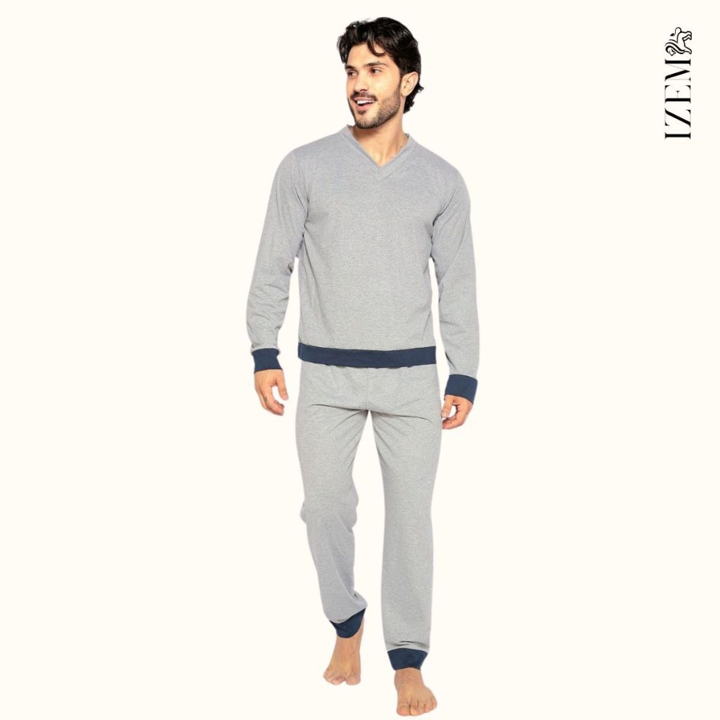 Pijama Masculino Algodão Manga Longa de Frio Inverno