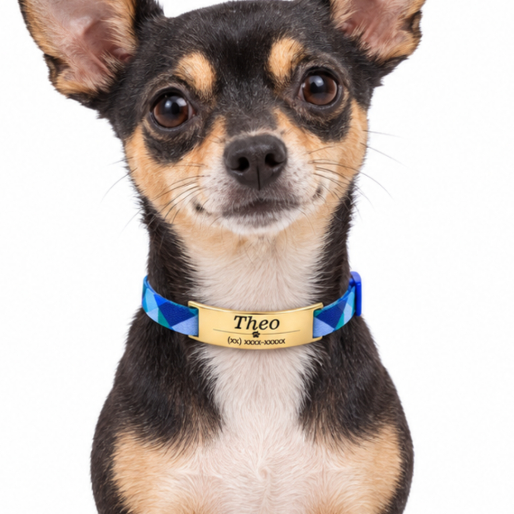 Coleira De Cachorro Identificação Personalizado Sem Barulho