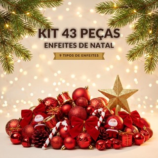 Kit 43 Enfeites + Guirlanda Natalinos Decoração Festão Arvore de Natal Guirlanda Premium