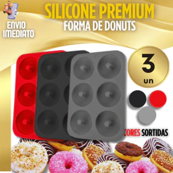Kit Forma de Donuts Silicone 1/2/3 Peças Donut 6 Cavidades Rosquinha Mini Bolo Pudim Assadeira