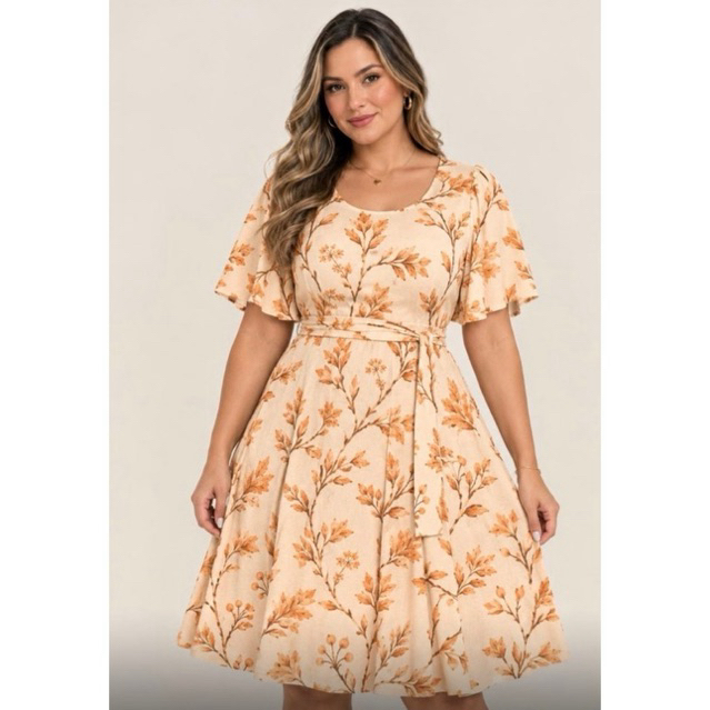 vestido rodado tecido Suplex Digital manga fler com faixa gode Veste 44/46/48/50 G GG G1 G2
