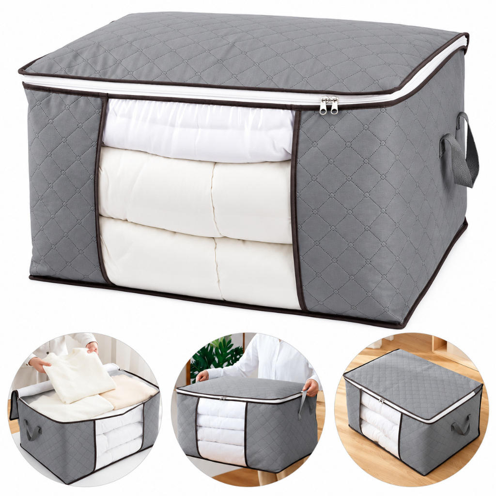 Kit 3 Sacos Armazenamento Organizador de Guarda-Roupa Roupas Viagem Anti Poeira Umidade Dobrável Multiuso