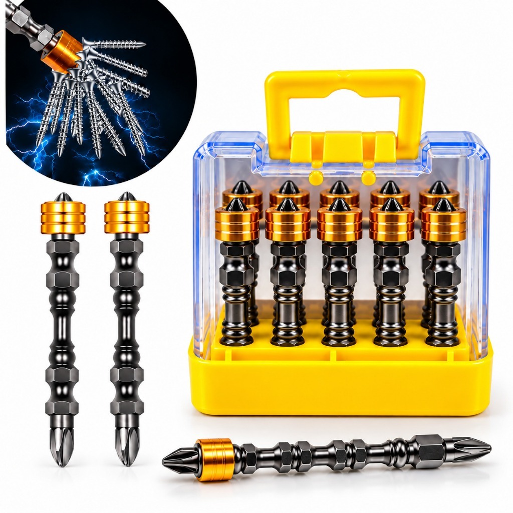Kit 5 Bits Ponteira Parafusadeira Dupla Magnetica Imantada Com Limitador