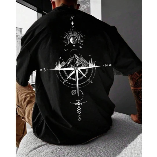 Camiseta Oversized Bussola Estilosa Confortável Caimento no Ombro Camisa Streetwear