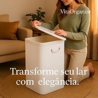 Cesto Organizador Bambu 70L Com Alças e Tampa Para Casa cesto para brinquedo cesto decorativo