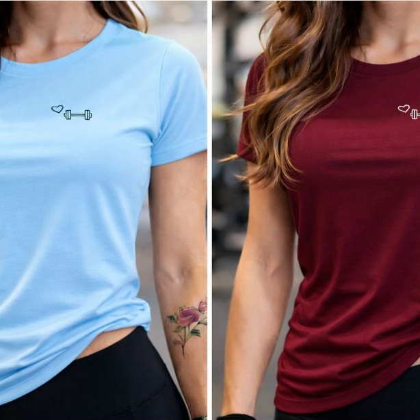Kit 2 Camisetas Femininas Dry Fit Tecido Fitness Proteção UV TREINO ACADEMIA