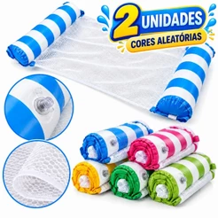 Boia Reclinável Esteira Flutuante Rede Cama Inflável Tela Com Almofada Para Piscina E Praia Relax Verão Ferias Diversão