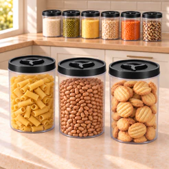 Kit Potes Mantimentos 1 Litro Plástico Hermetico Tampa De Rosca Organizador Cozinha